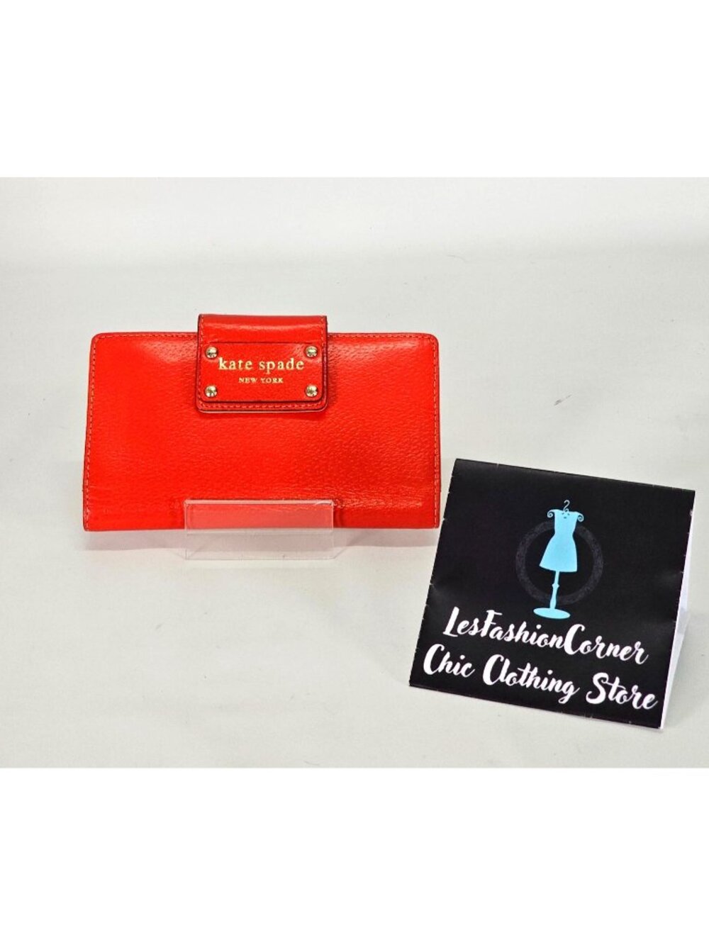 Kate Spade Women's Orange Leather Wellesley Stacy Leather Bifold Wallet 2143